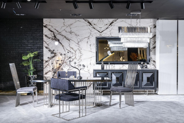 Dining room chair gray luxury chair metal with fabric chairs modern style