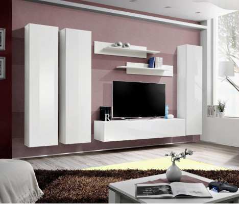 Complete Set 6-piece White Living Room Wall TV Stand Living Room Furniture