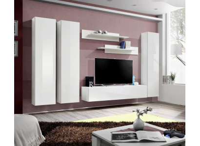 Complete Set 6-piece White Living Room Wall TV Stand Living Room Furniture