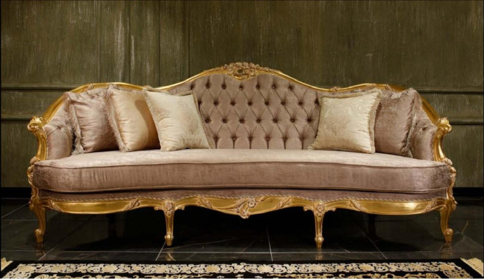 Beige Living Room Chesterfield Sofa Set Classic 3-Seater Armchair