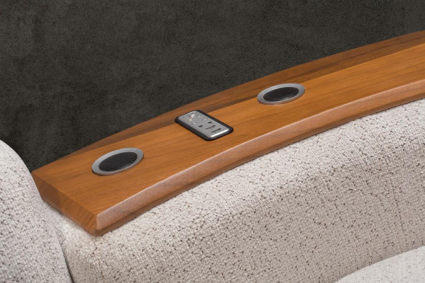 Beige living room corner sofa, exclusive L-shaped couch, modern wooden frame.