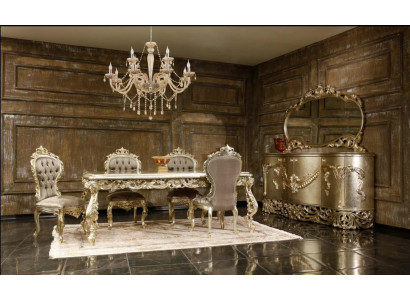 Classic dining room set dining table 4x chairs sideboard mirror 8pcs