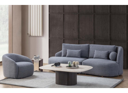Complete living room seating set designer three-seater sofa two-piece armchair.