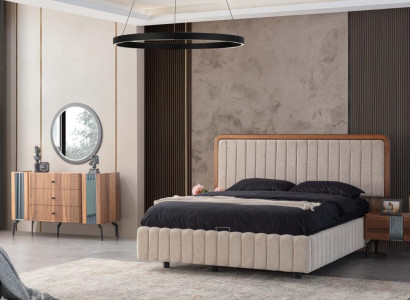 Bright bedroom furniture double bed dressing table mirror 2x nightstands
