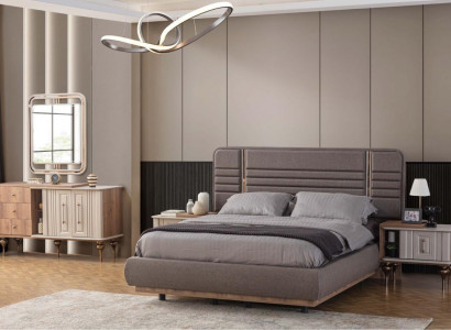Noble bedroom set upholstered bed nightstands vanity table mirror