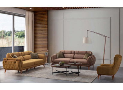 Chesterfield braided set living room sofas 2x three-seater armchair furniture