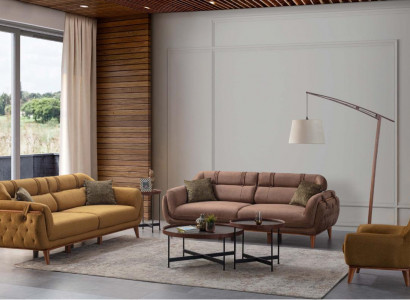 Chesterfield braided set living room sofas 2x three-seater armchair furniture