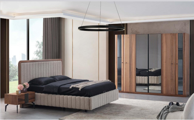 Exclusive bedroom set: bed, 2 bedside tables, and 4-piece wardrobe.