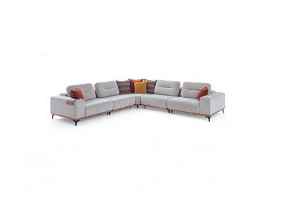 White Exclusive L-Shape Upholstered Sofa Designer Corner Sofa Living Room Seat