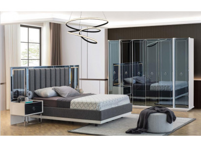 Designer bedroom set double beds nightstand wardrobe