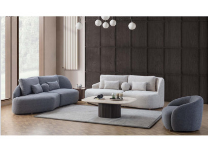 Gray-white living room set 3+3 seater designer fabric armchair 3-piece set