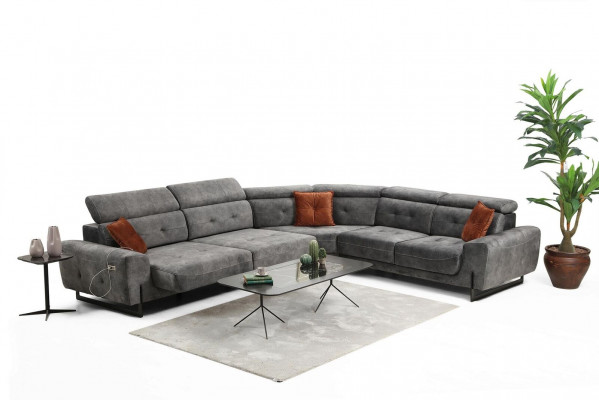 Gray corner sofa designer living room sofa couch L-shape upholstery luxury furniture modern