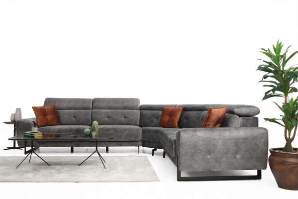Gray corner sofa designer living room sofa couch L-shape upholstery luxury furniture modern