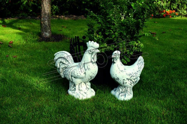 Garden decoration chicken terrace stone figure figurine white decorative statue