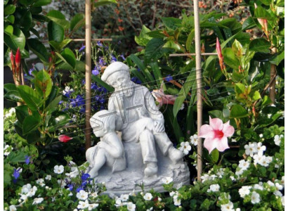 Garden decoration grandfather grandson statue sculpture figures sculptures