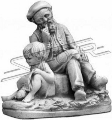 Garden decoration grandfather grandson statue sculpture figures sculptures