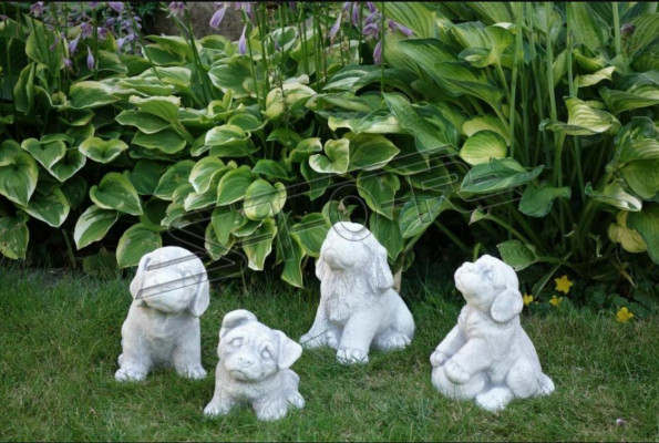 Garden Decoration White Dog Terrace Stone Figures Decorative Statue Figure