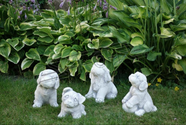 Garden White Decoration Dog Terrace Stone Figure Figures Decorative Statue