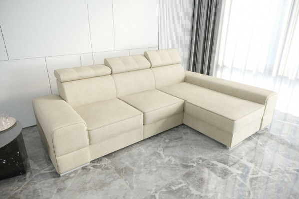 Design corner sofa L-shaped couch leather beige living room elegant luxury modern furniture