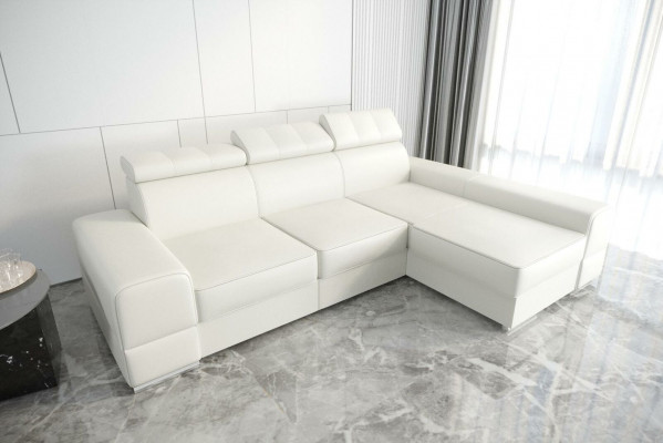 Design corner sofa L-shaped couch leather beige living room elegant luxury modern furniture