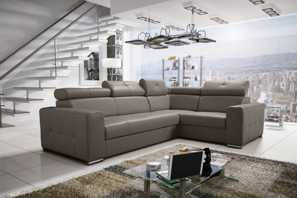 Sectional Sofa Upholstery Living Room Leather L-Shape New Modern Black Design Sofas