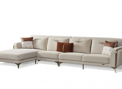 Gray fabric sectional sofa L-shape sofa couch design couch upholstery textile modern