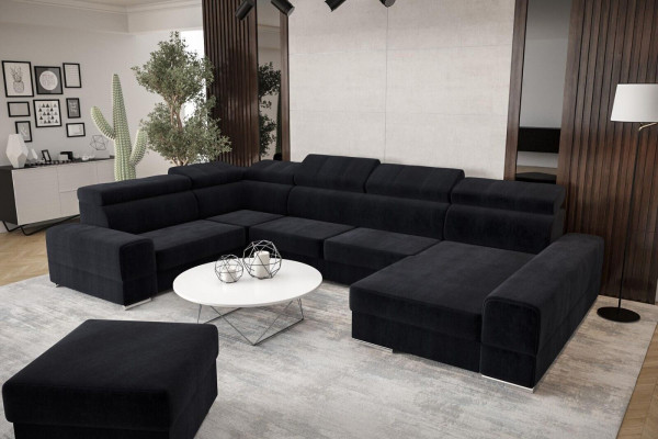 Leather sectional sofa design, U-shaped sectional sofas, modern upholstered living room furniture.