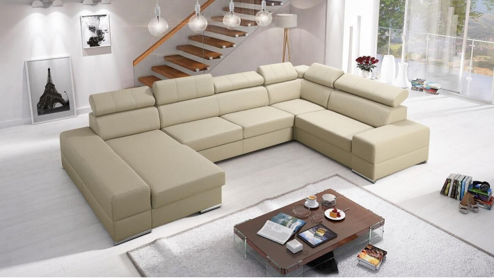 Leather sectional sofa design, U-shaped sectional sofas, modern upholstered living room furniture.