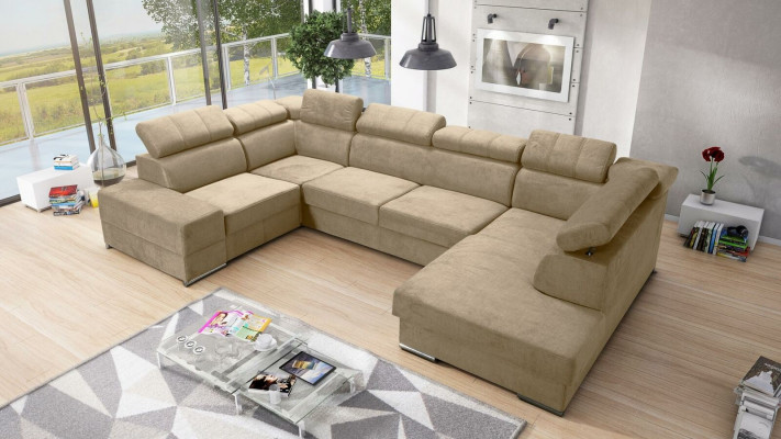 U-shaped sectional sofa couch textile sofas design living landscape with bed function fabric