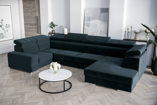 U-shaped sectional sofa couch textile sofas design living landscape with bed function fabric