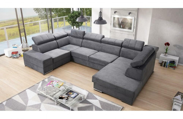 U-shaped sectional sofa couch textile sofas design living landscape with bed function fabric