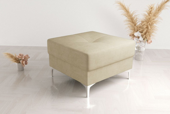 Ottoman Textile New Modern White Color Small Design Fabric Footstool Pouffe Velvet