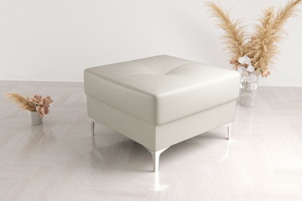 Ottoman Textile New Modern White Color Small Design Fabric Footstool Pouffe Velvet