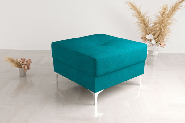 Ottoman Textile New Modern White Color Small Design Fabric Footstool Pouffe Velvet