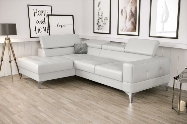 L-Form Furniture Design Black Leather Wood New Modern Luxury Italian Corner Sofa Couches
