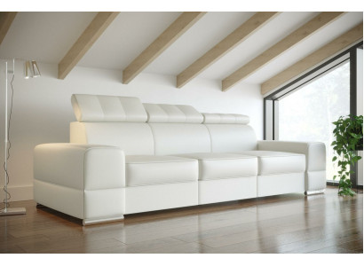 Design XXL Couch Sofa 4-Seater Couch Leather Upholstery White Luxury Sofa Four-Seater