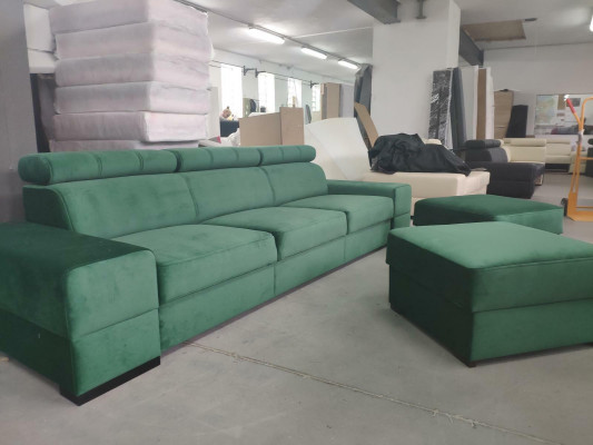 Design XXL Couch Sofa 4-Seater Couch Leather Upholstery White Luxury Sofa Four-Seater