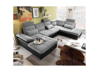 Corner sofa fabric U-shape bed function couch design upholstery textile leather corner