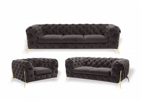 Chesterfield Couch Upholstery Seating Set 3+1+1 Seater Velvet Designer Couches New