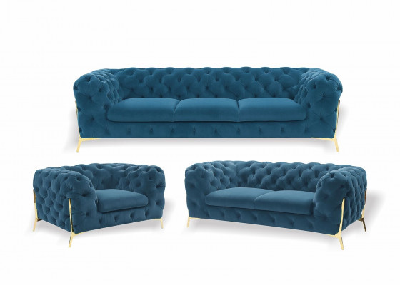 Chesterfield Couch Upholstery Seating Set 3+1+1 Seater Velvet Designer Couches New