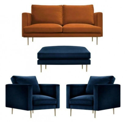 Sofa set orange footstool armchair creative furniture textile fabric living room