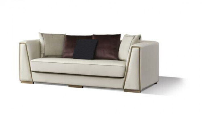 White leather sofa set, designer 3+2 seater decorative couch set, 2-piece.