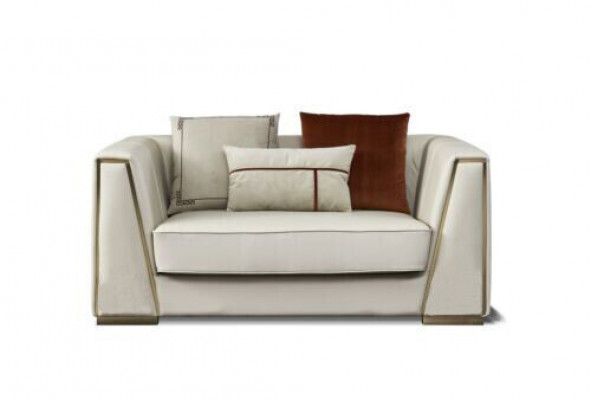 White leather sofa set, designer 3+2 seater decorative couch set, 2-piece.