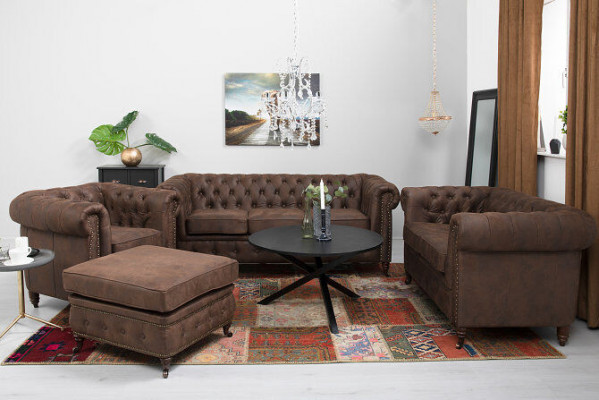 Chesterfield Couch Seat Cushion 321 Stool Seating Suite Sofa Sofas Footstool