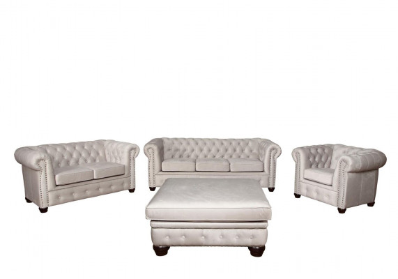 Chesterfield Sofa Set Couch Set 321+Ottoman Seat Upholstery Suites Textile