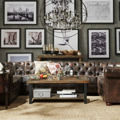 XXL Big Chesterfield Living Landscape Couch Sofa Upholstery Corner Seat U-Shape Sofas New