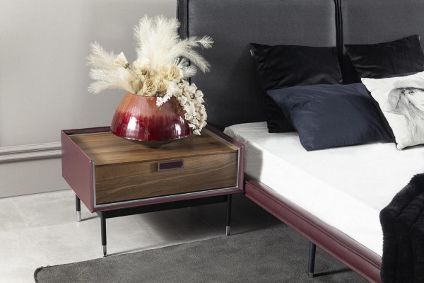Glass wardrobe, bedroom bed, bedside tables, 4-piece complete set.