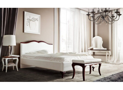 Bed, stool, dressing table with mirror, 2x bedside tables, 5-piece complete bedroom set