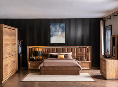 Hotel bedroom furniture complete set dresser wardrobe bed 6-piece