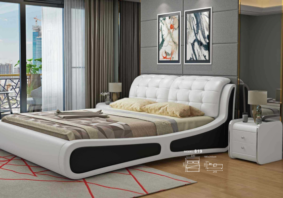 Bed Cushion Design Luxury Double Bed White 180x200cm Bedroom Leather
